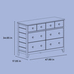 Moss 6 drawer dresser drawing with dimensions