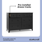 Moss black 6 drawer dresser pre-installed drawer tracks callout