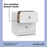 Santos white 2 drawer nightstand pre-installed drawer tracks callout