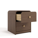 Santos hazelnut 2 drawer nightstand with top drawer open angle view