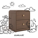 Santos hazelnut 2 drawer nightstand with black doodles overlaid on image