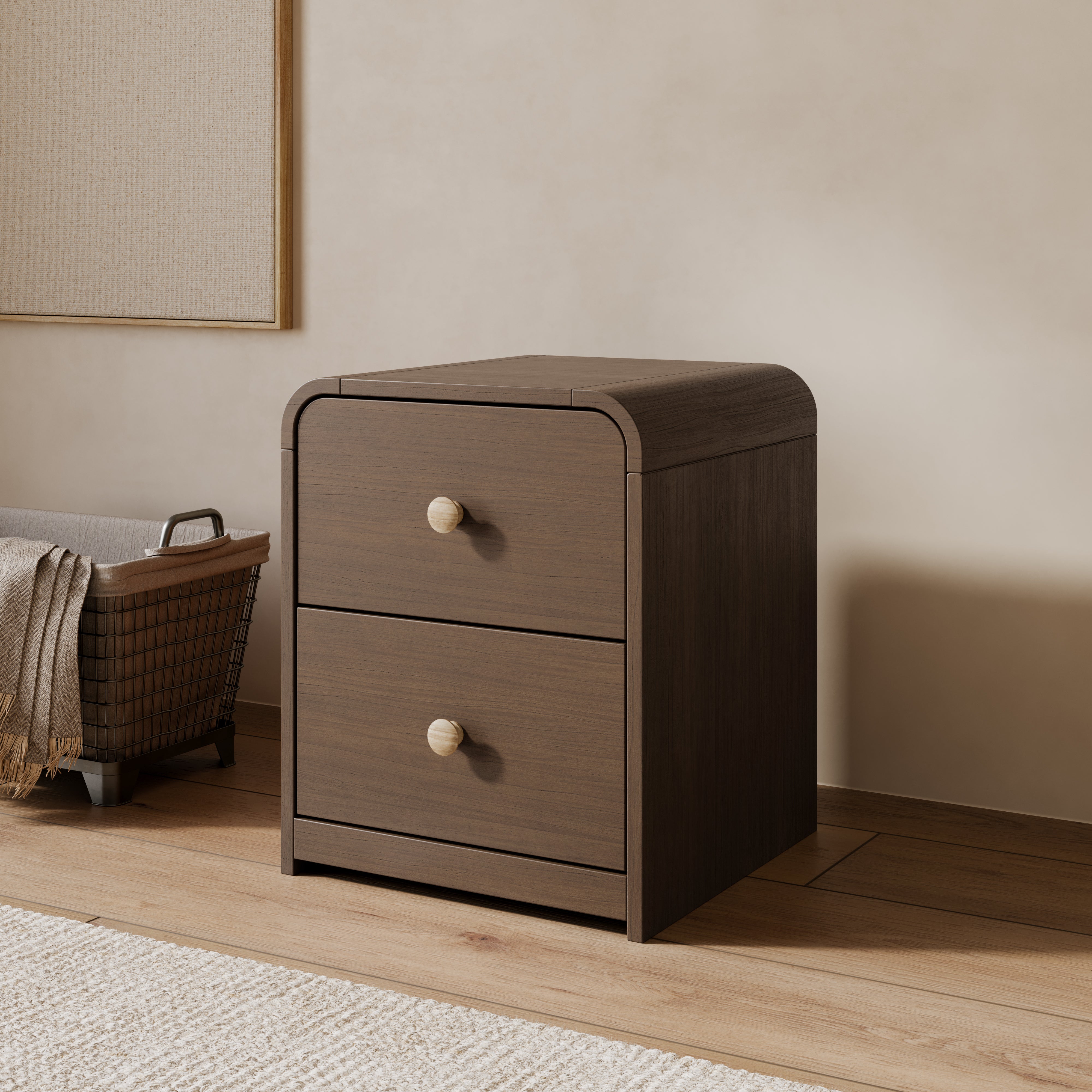 Santos hazelnut  2 drawer nightstand in kids room