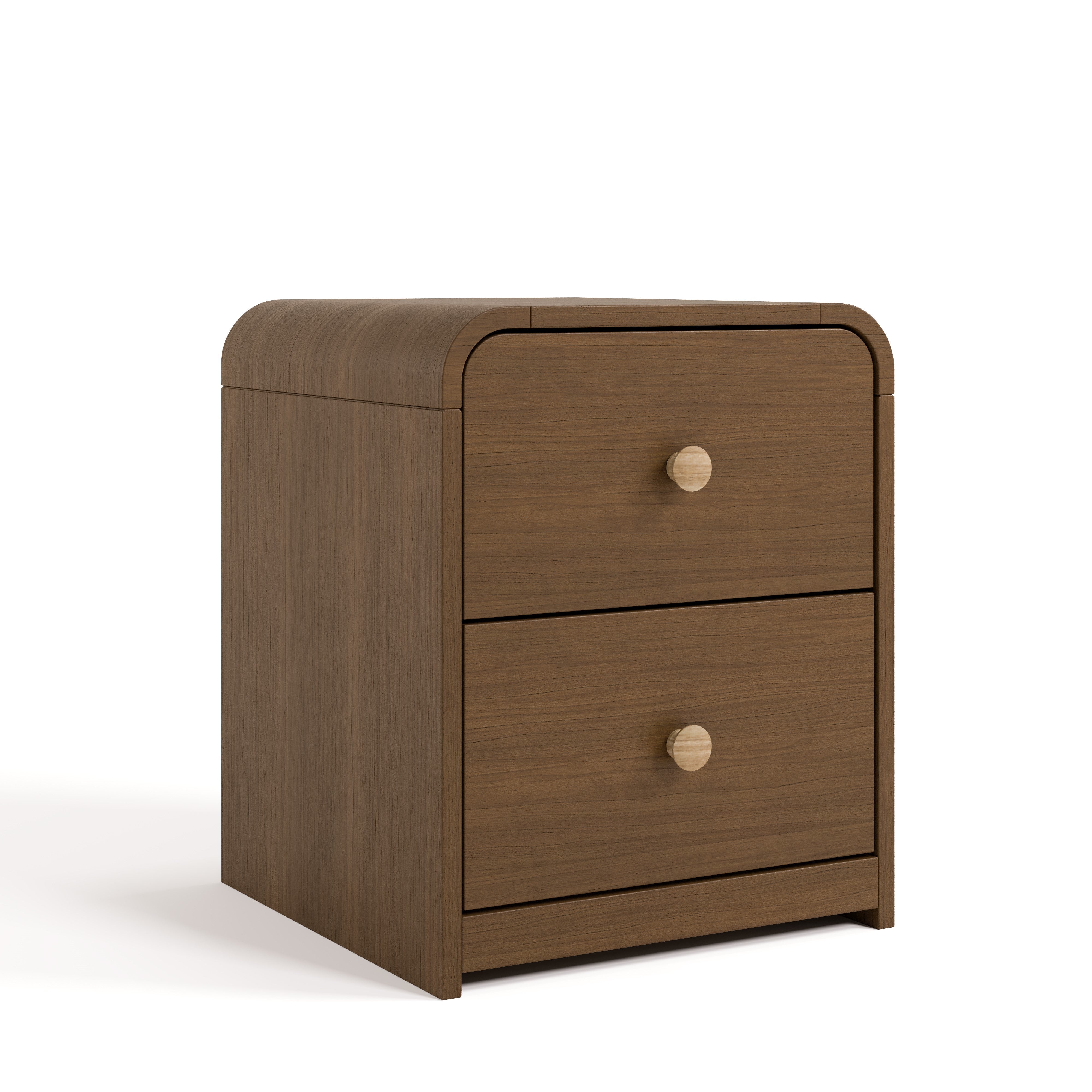 Santos hazelnut 2 drawer nightstand angle view