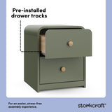 Santos olive 2 drawer nightstand pre-installed drawer tracks callout