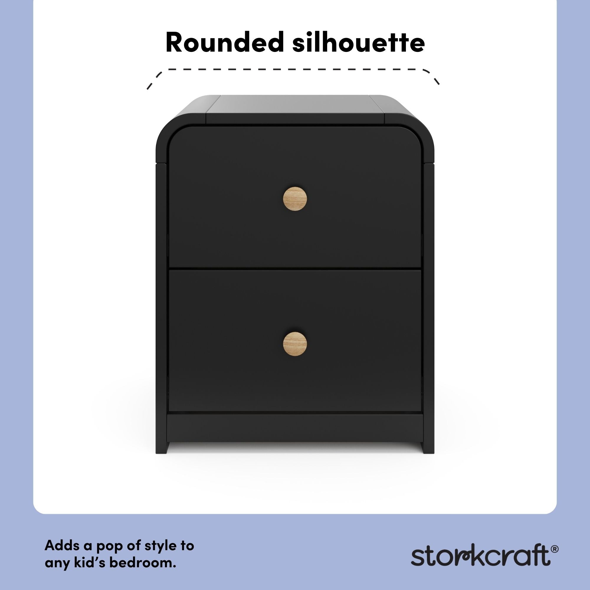 Santos black 2 drawer nightstand style callout