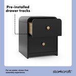 Santos black 2 drawer nightstand pre-installed drawer tracks callout