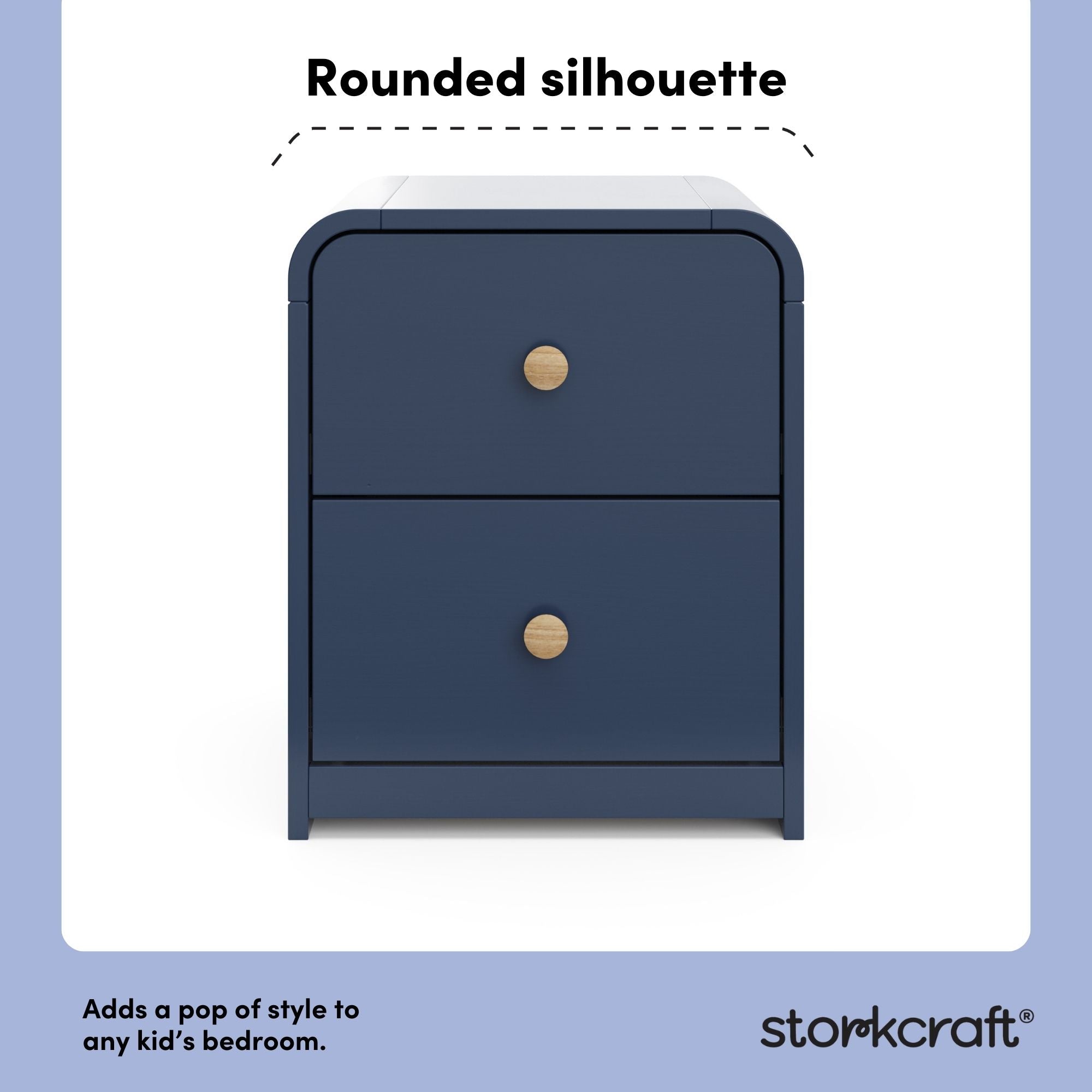 Santos midnight blue 2 drawer nightstand style callout