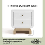 Santorini white with driftwood 2 drawer nightstand style callout