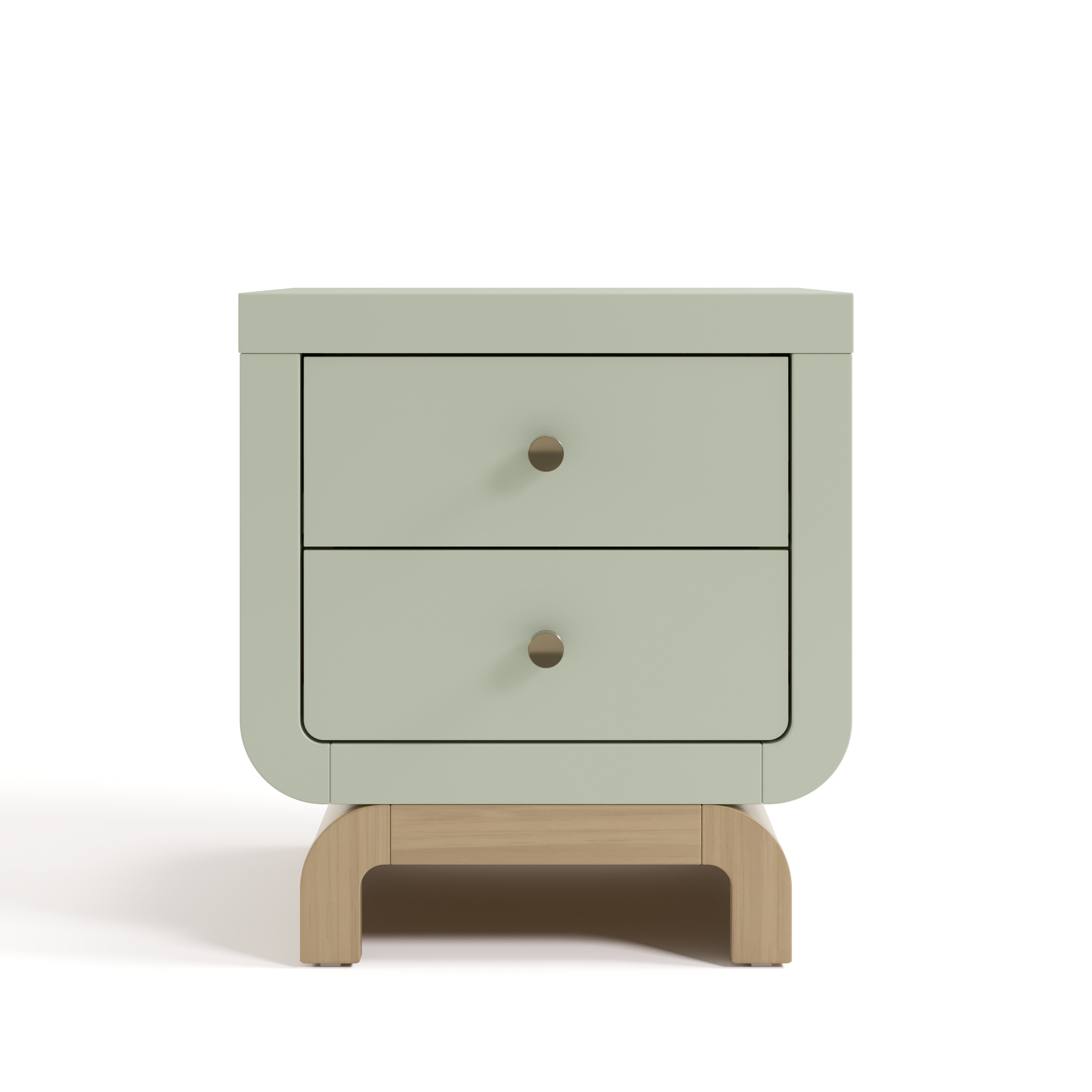 Santorini sage with driftwood 2 drawer nightstand front view