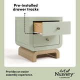 Santorini sage with driftwood 2 drawer nightstand pre-installed drawer tracks callout