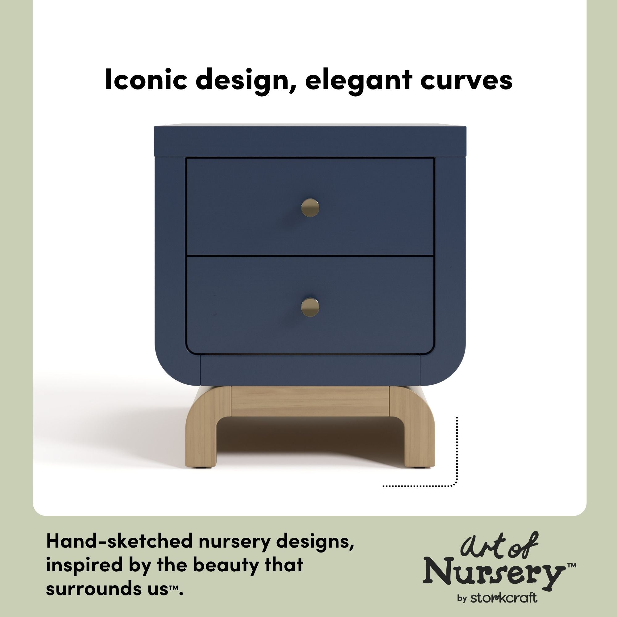 Santorini midnight blue with driftwood 2 drawer nightstand style callout