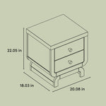 Santorini 2 drawer nightstand drawing with dimensions