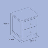 Casablanca 2 drawer nightstand drawing with dimensions