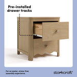 Casablanca driftwood 2 drawer nightstand pre-installed drawer tracks callout