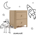 Casablanca driftwood 2 drawer nightstand with black doodles overlaid on image