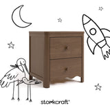 Casablanca hazelnut 2 drawer nightstand with black doodles overlaid on image