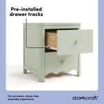 Casablanca sage 2 drawer nightstand pre-installed drawer tracks callout