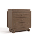 Santorini hazelnut 3 drawer chest with changing topper angle view