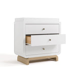 Storkcraft® Santorini® 3 Drawer Chest with Removable Changing Topper angle view with middle drawer open