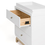 Storkcraft® Santorini® 3 Drawer Chest with Removable Changing Topper angle view with top drawer open