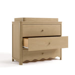 Casablanca driftwood 3 drawer chest with topper angle view with middle drawer open