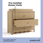 Casablanca driftwood 3 drawer chest with changing topper pre-installed drawer tracks callout