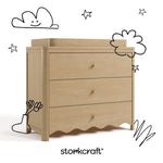 Casablanca driftwood 3 drawer chest with changing topper with black doodles overlaid on image