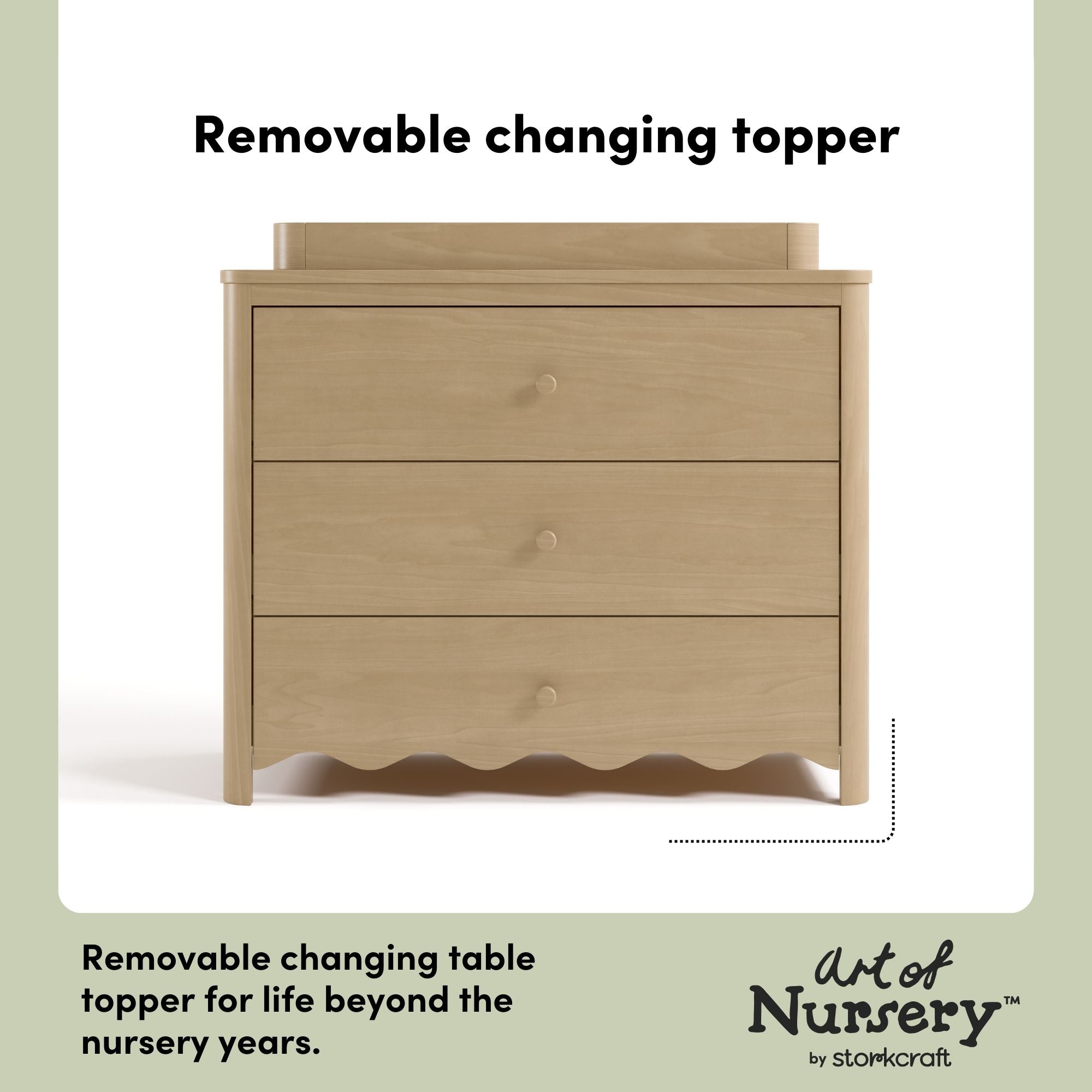 Casablanca driftwood 3 drawer chest with changing topper removable topper callout