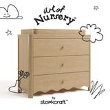 Casablanca driftwood 3 drawer chest with changing topper with black doodles overlaid on image