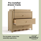 Casablanca driftwood 3 drawer chest with changing topper pre-installed drawer tracks callout