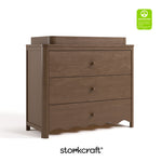 Casablanca hazelnut 3 drawer chest with changing topper with GGG logo on top right