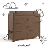 Casablanca hazelnut 3 drawer chest with changing topper with black doodles overlaid on image