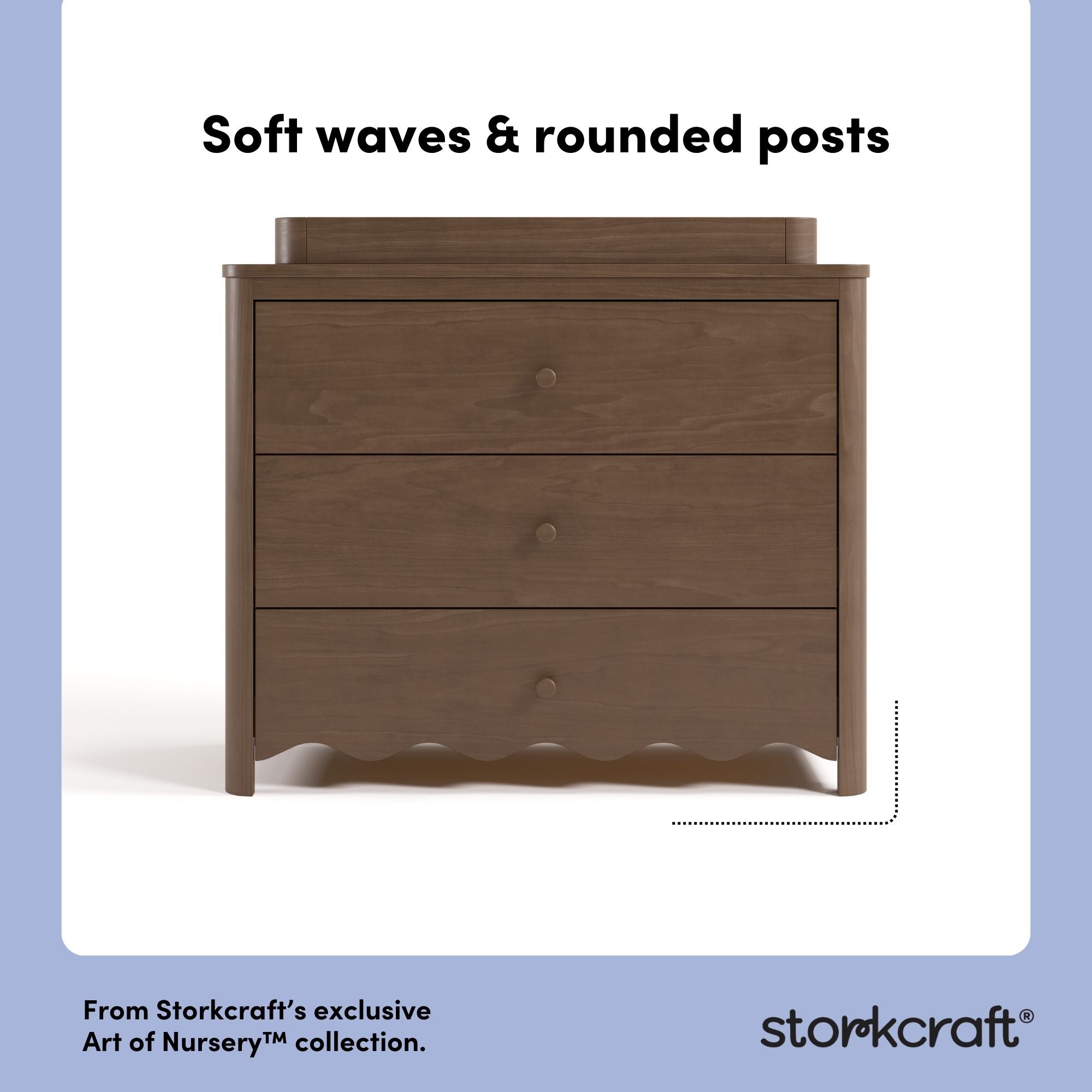 Casablanca hazelnut 3 drawer chest with changing topper style callout