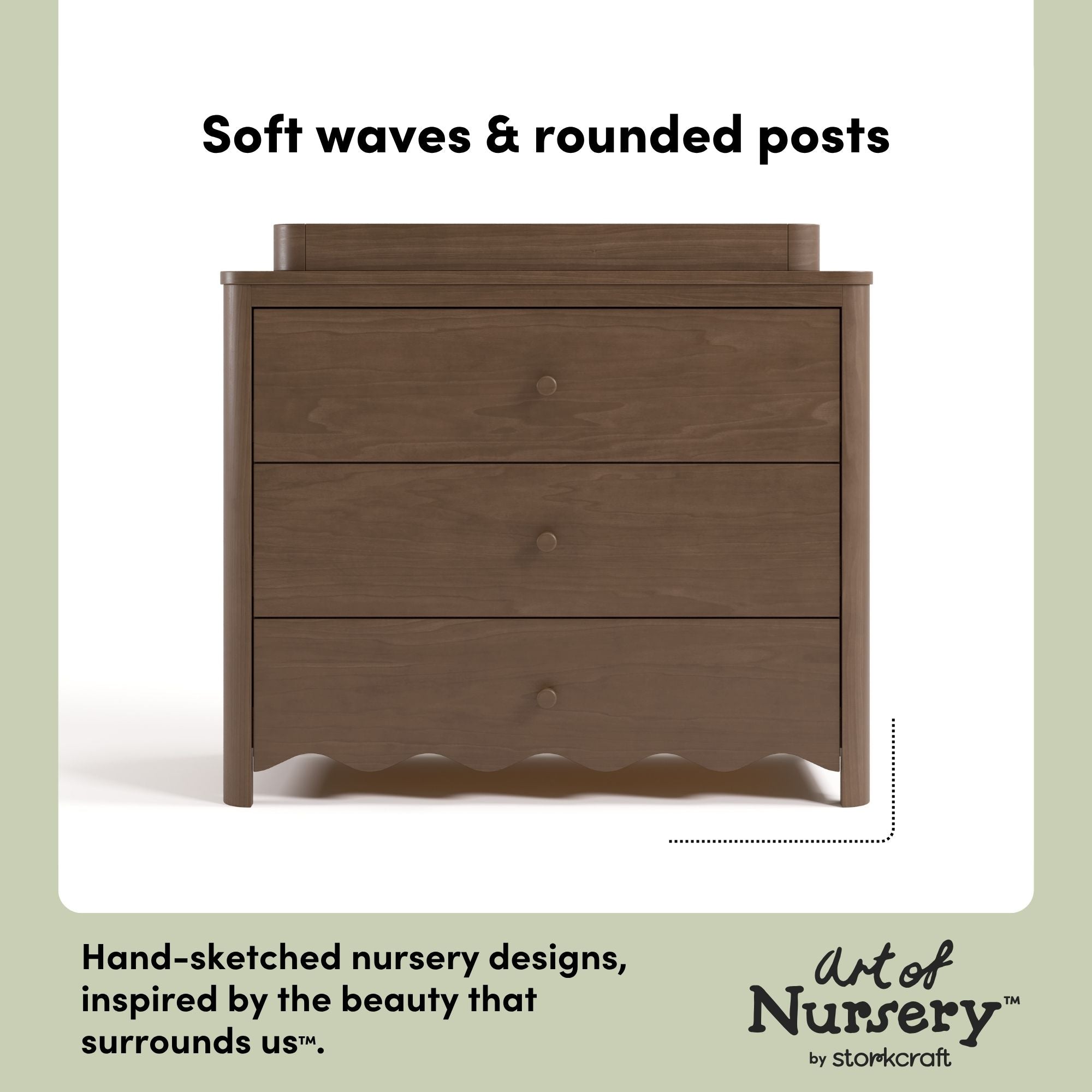 Casablanca hazelnut 3 drawer chest with changing topper style callout