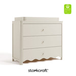 Casablanca frosted oat 3 drawer chest with changing topper with GGG logo on top right