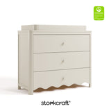 Casablanca frosted oat 3 drawer chest with changing topper with GGG logo on top right
