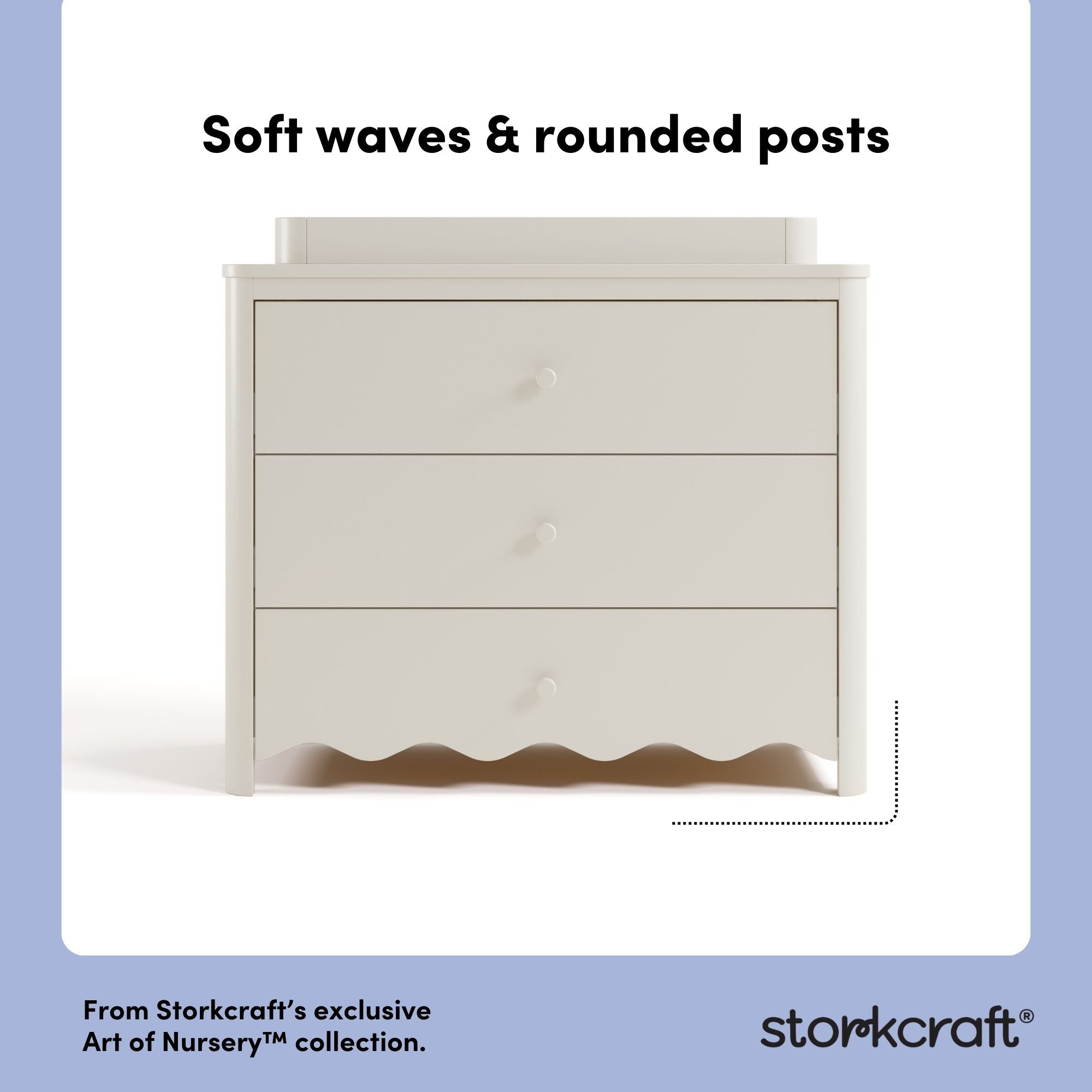 Casablanca frosted oat 3 drawer chest with changing topper style callout