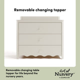 Casablanca frosted oat 3 drawer chest with changing topper removable topper callout
