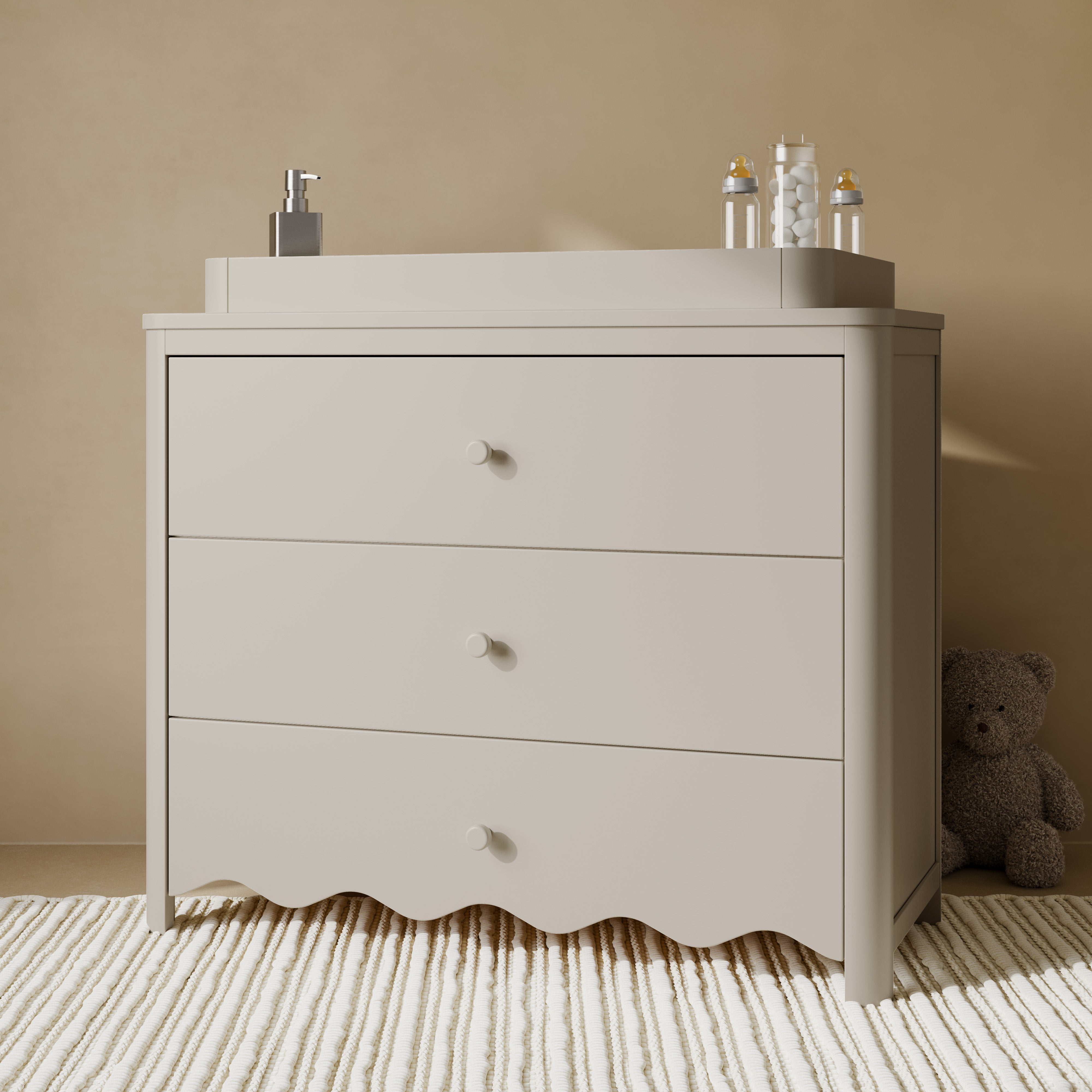 Storkcraft® Casablanca™ 3 Drawer Chest with Removable Changing Table Topper.