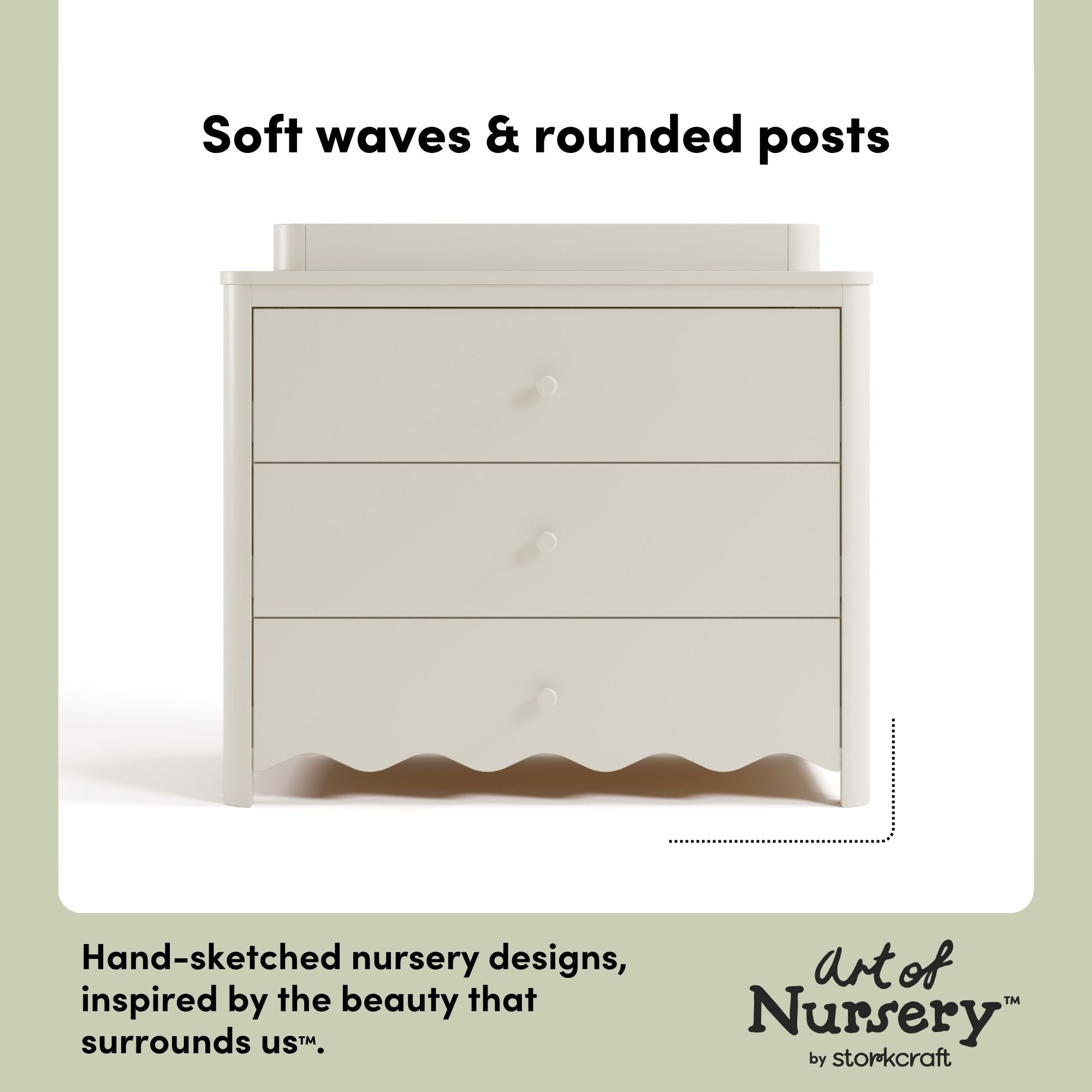 Casablanca frosted oat 3 drawer chest with changing topper style callout