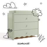 Casablanca sage 3 drawer chest with changing topper with black doodles overlaid on image