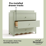 Casablanca sage 3 drawer chest with changing topper pre-installed drawer tracks callout