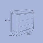 Casablanca 3 drawer chest with changing topper drawing with dimensions