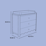Casablanca 3 drawer chest with changing topper drawing with dimensions