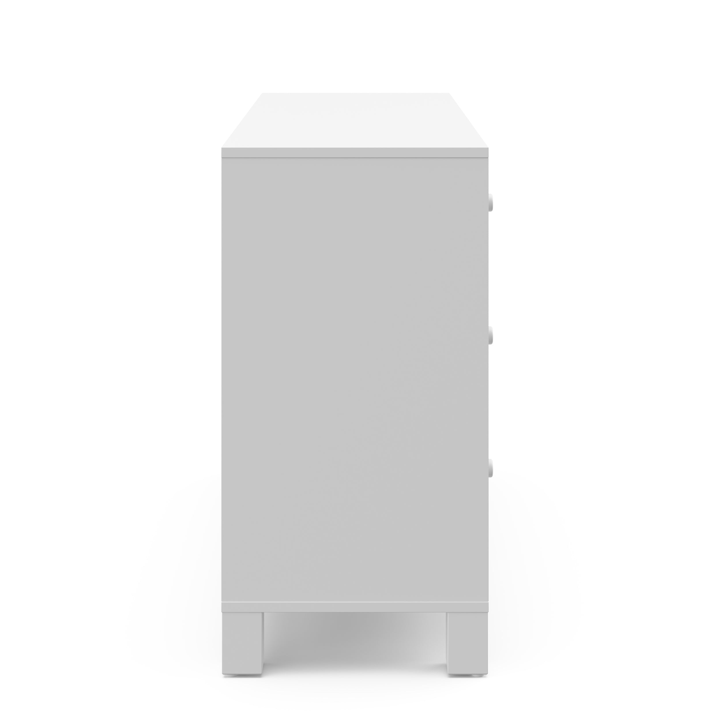 Side view of white dresser
