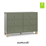 California olive with driftwood 6 drawer dresser with GGG logo on top right