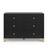 Front view of black dresser with driftwood knobs and base