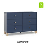 California midnight blue with driftwood 6 drawer dresser with GGG logo on top right