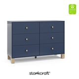 California midnight blue with driftwood 6 drawer dresser with GGG logo on top right