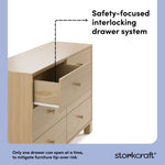 California driftwood 6 drawer dresser interlocking drawers callout